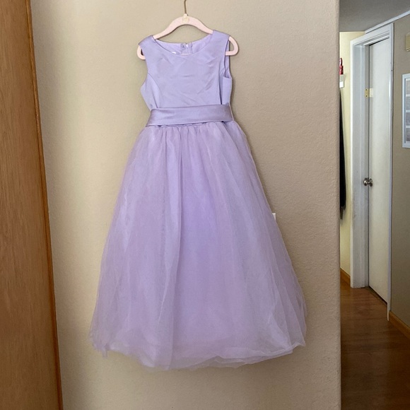 Satin flower Girls dress with tulle skirt size 6 - Picture 1 of 8